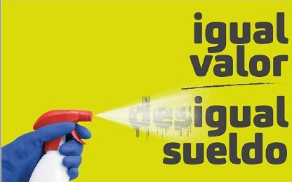 cartel spray igual valor desigual sueldo