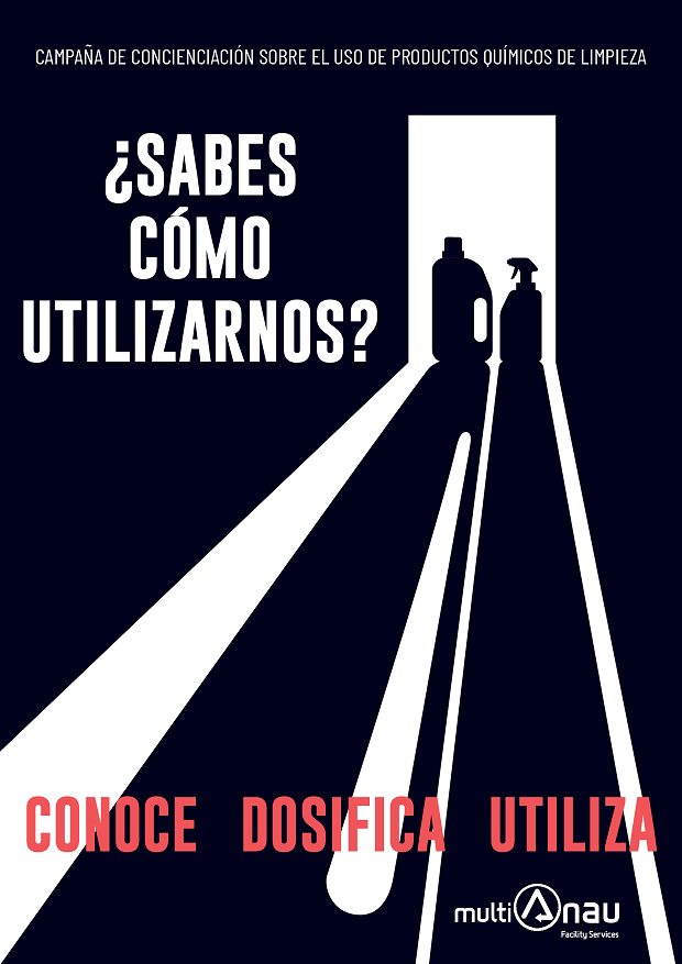 cartel de campaña de concienciación sobre el uso de productos químicos de limpieza